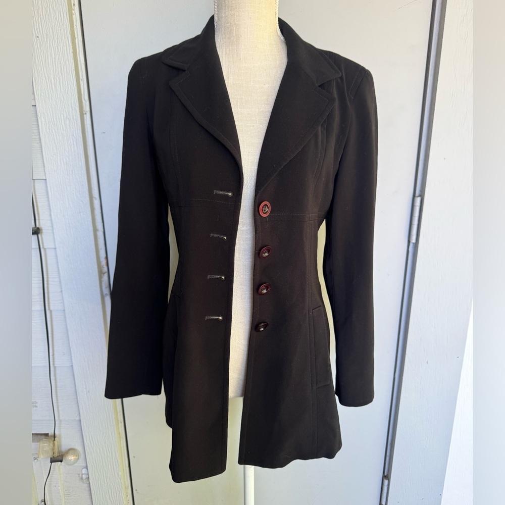 Bebe Black Notched Lapel Tailored Button Blazer